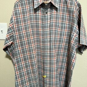Wrangler Men's Plaid Button-Down Shirt in Gray and Red
